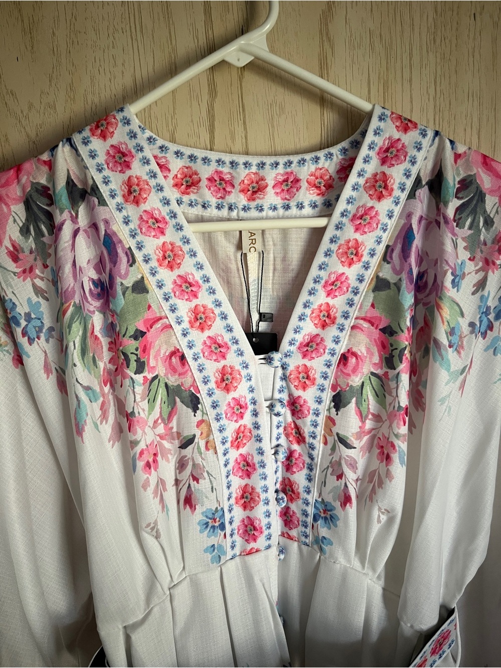 Karolina Boutique Floral Feminine Belted Dress Cottagecore Sz Large - Picture 4 of 16